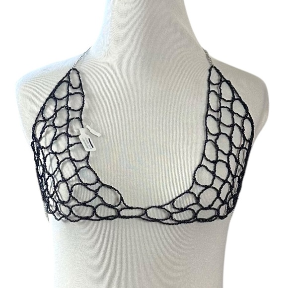 Free People Ethereal Dainty First Love Pearl Body Chain in Black NWT Coquette OS - Picture 5 of 9